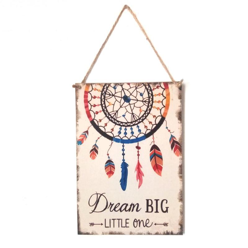 Wooden Dream Catcher Pattern Wall Hanging Board Plaques Signs Decorate Plate Valentine Day Decoration Party Wedding Decoration - ebowsos