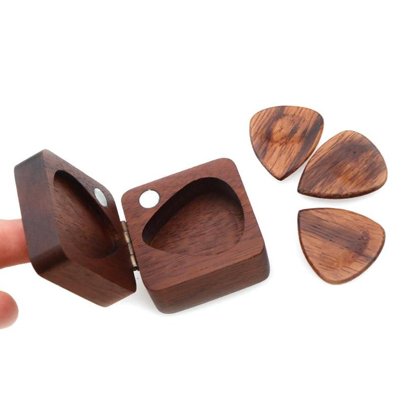 Wooden Guitar Pick Plectrum Box Picks Case Exquisite Beautiful Convenient Acceptance Organizer for Acoustic Electric Bass-ebowsos