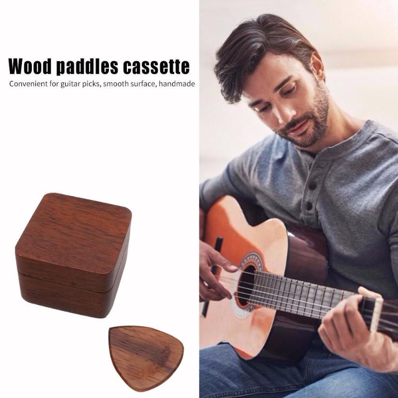 Wooden Guitar Pick Plectrum Box Picks Case Exquisite Beautiful Convenient Acceptance Organizer for Acoustic Electric Bass-ebowsos