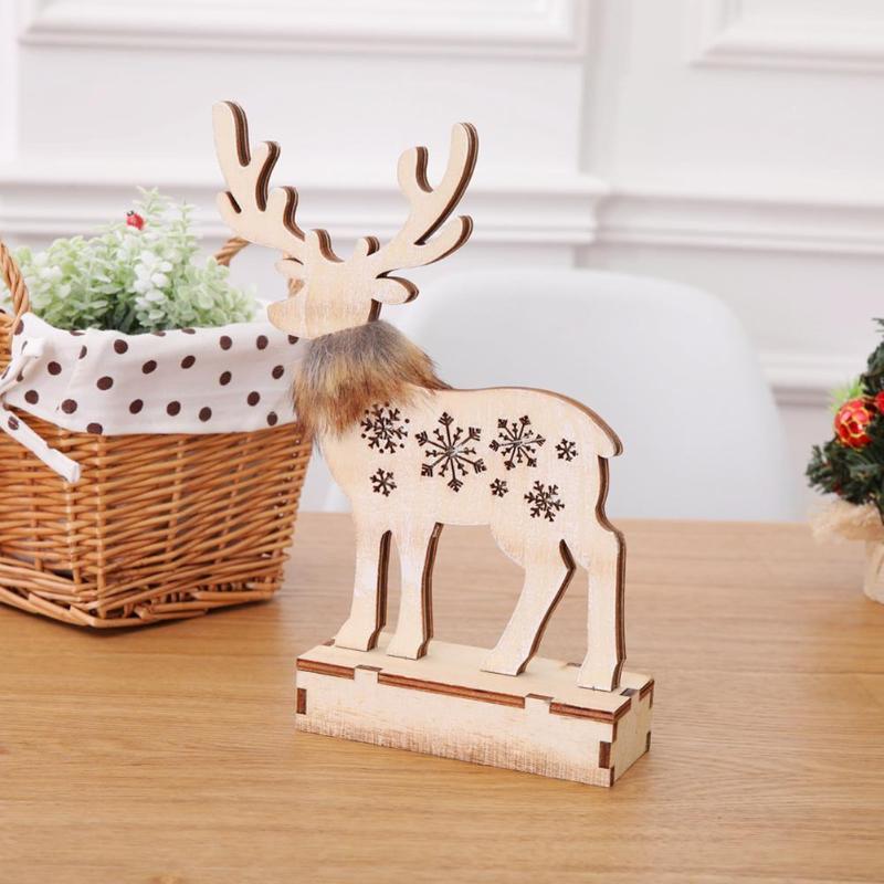 Wooden Hanging Pendant Luminous Elk Ornaments Christmas Window Decorations - ebowsos