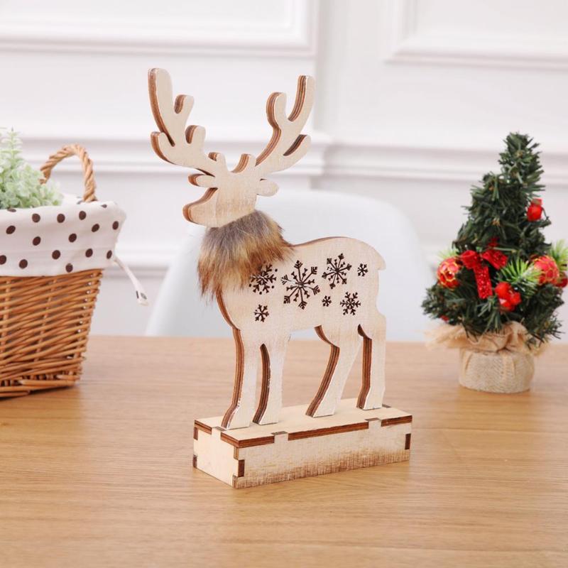 Wooden Hanging Pendant Luminous Elk Ornaments Christmas Window Decorations - ebowsos