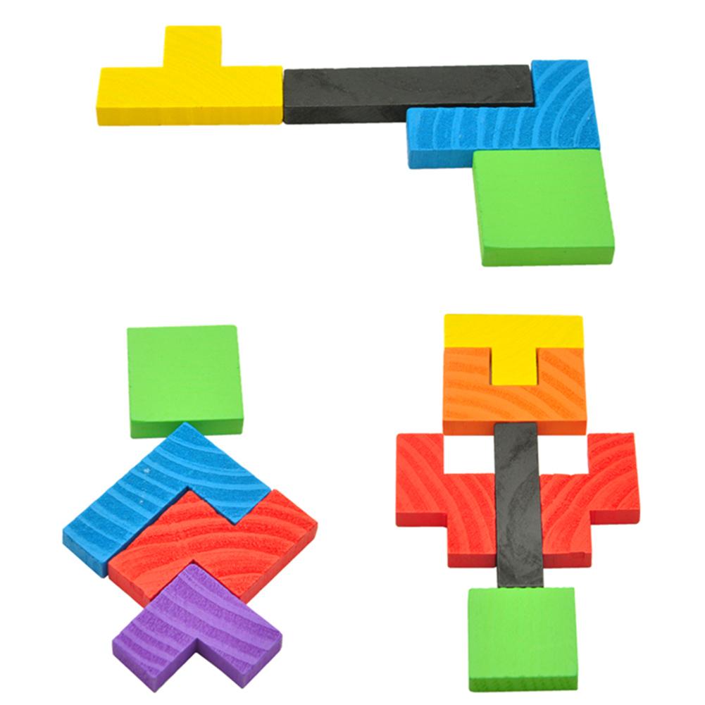 Wooden Puzzle Kids Colorful Toy Tetris Game Educational Toys Children Mental Development Jigsaw Board Baby Boy Girl Tangram-ebowsos