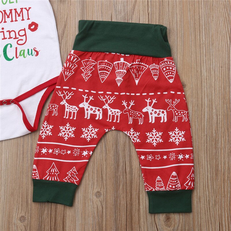 XMAS Newborn Baby Girl Boys Cotton 3Pcs Ste Cotton Romper Jumper+Pants+Hat Outfits Clothing - ebowsos