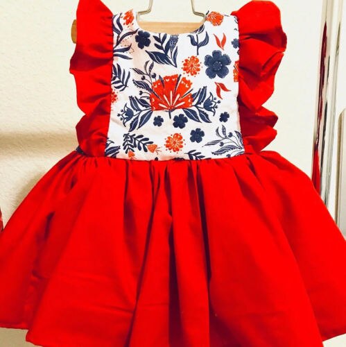 Xmas Cute Flower Party Dress Newborn Infant Baby Girls 0-3Y Clothes Ruffles Sleeve Print Knee-Length A-Line Dress - ebowsos