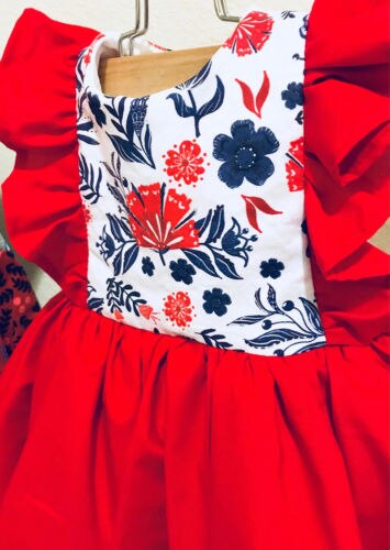 Xmas Cute Flower Party Dress Newborn Infant Baby Girls 0-3Y Clothes Ruffles Sleeve Print Knee-Length A-Line Dress - ebowsos