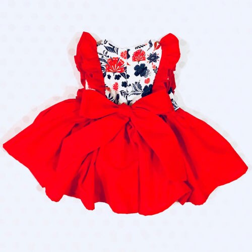 Xmas Cute Flower Party Dress Newborn Infant Baby Girls 0-3Y Clothes Ruffles Sleeve Print Knee-Length A-Line Dress - ebowsos