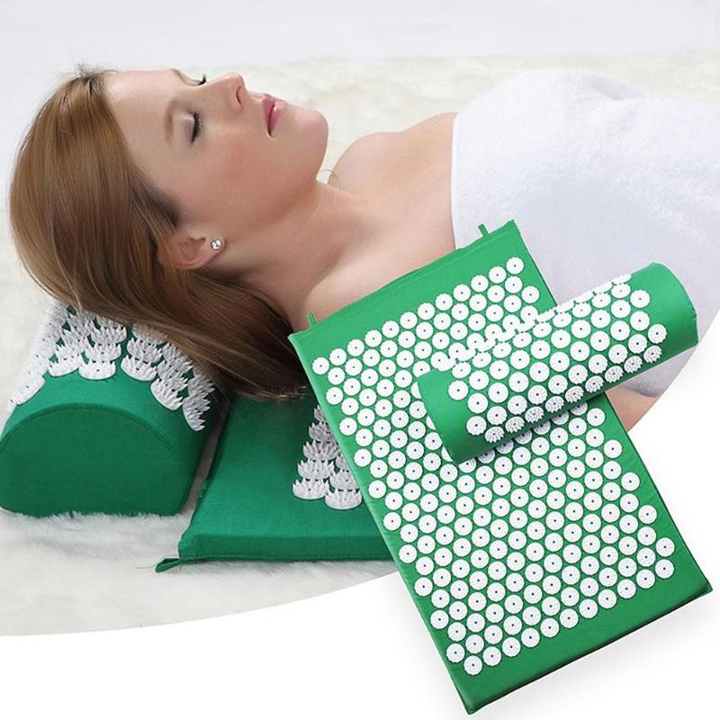 Yoga Spike Acupressure Mat Set Fitness Massage Cushion Body Pain Relieve Spike Mat-ebowsos