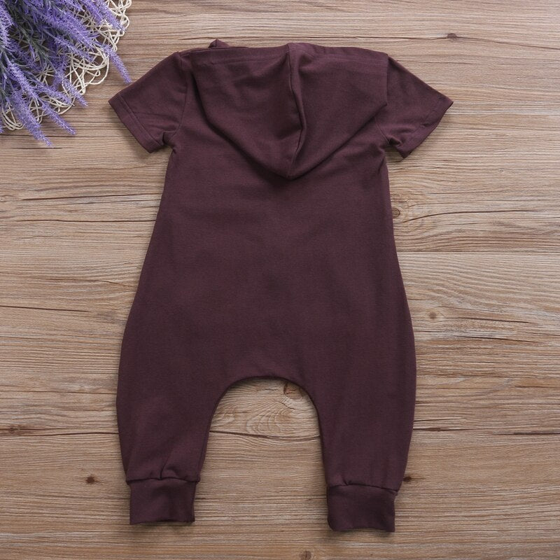 arrival Summer Children Clothing Baby Boy Romper Newborn Baby Boys Hooded Zipper Romper Jumpsuit Playsuit Outfits - ebowsos