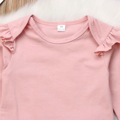 baby floral print autumn clothes girls kids long sleeve ruffles T-shirts long pants Princess Pink Fashion Infantile - ebowsos