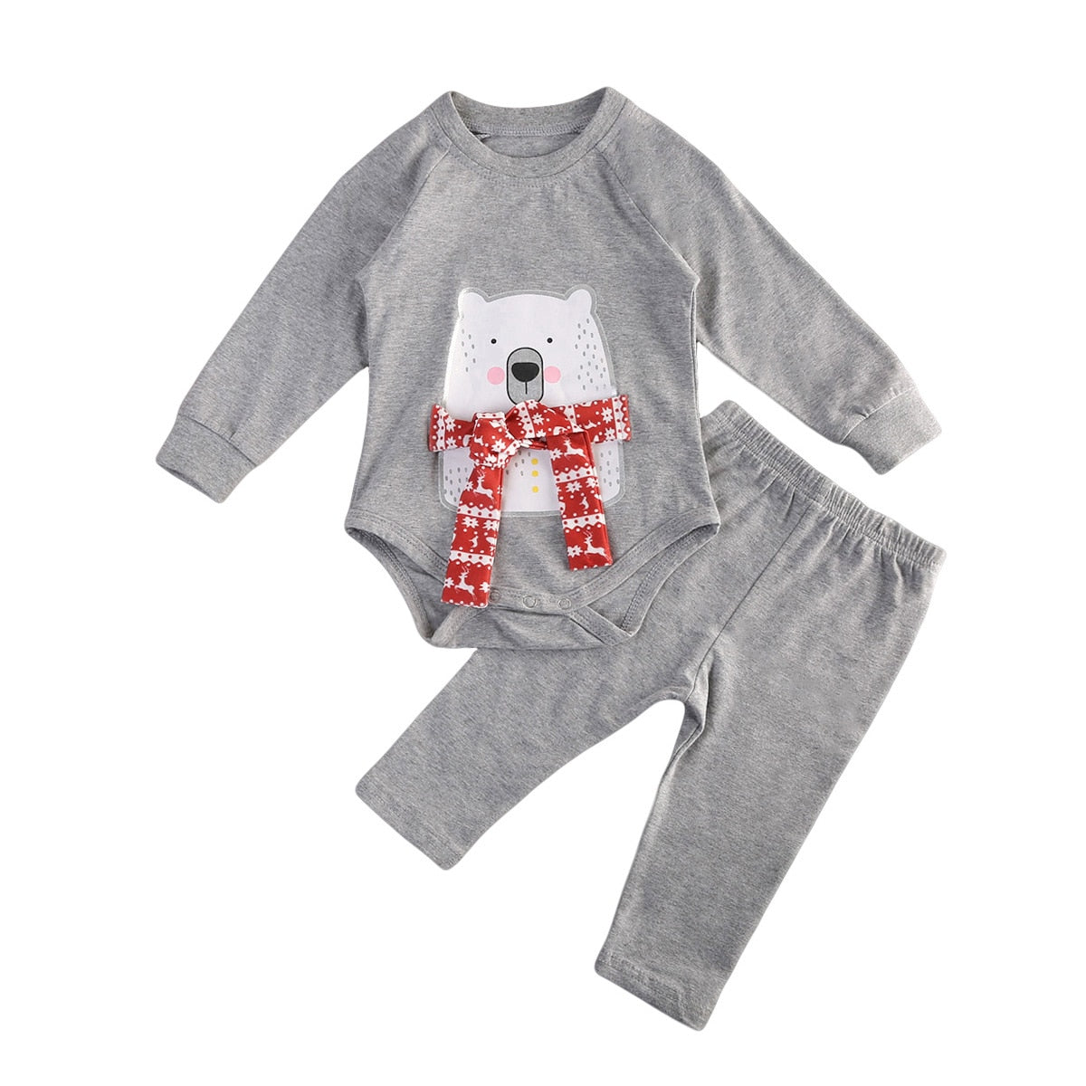 cute bear  2Pcs Newborn Baby Girl Boy long Sleeve Tops Romper Long Pants Outfit - ebowsos