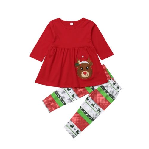 kids Baby Girls Christmas Clothes Suit Long Sleeve Tops Dress+Long Pants Leggings 2Pcs Autumn Cotton Clothes - ebowsos