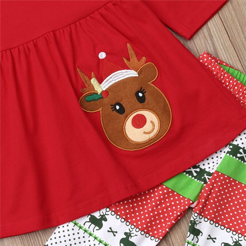 kids Baby Girls Christmas Clothes Suit Long Sleeve Tops Dress+Long Pants Leggings 2Pcs Autumn Cotton Clothes - ebowsos