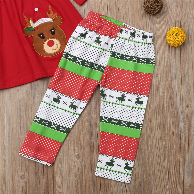 kids Baby Girls Christmas Clothes Suit Long Sleeve Tops Dress+Long Pants Leggings 2Pcs Autumn Cotton Clothes - ebowsos