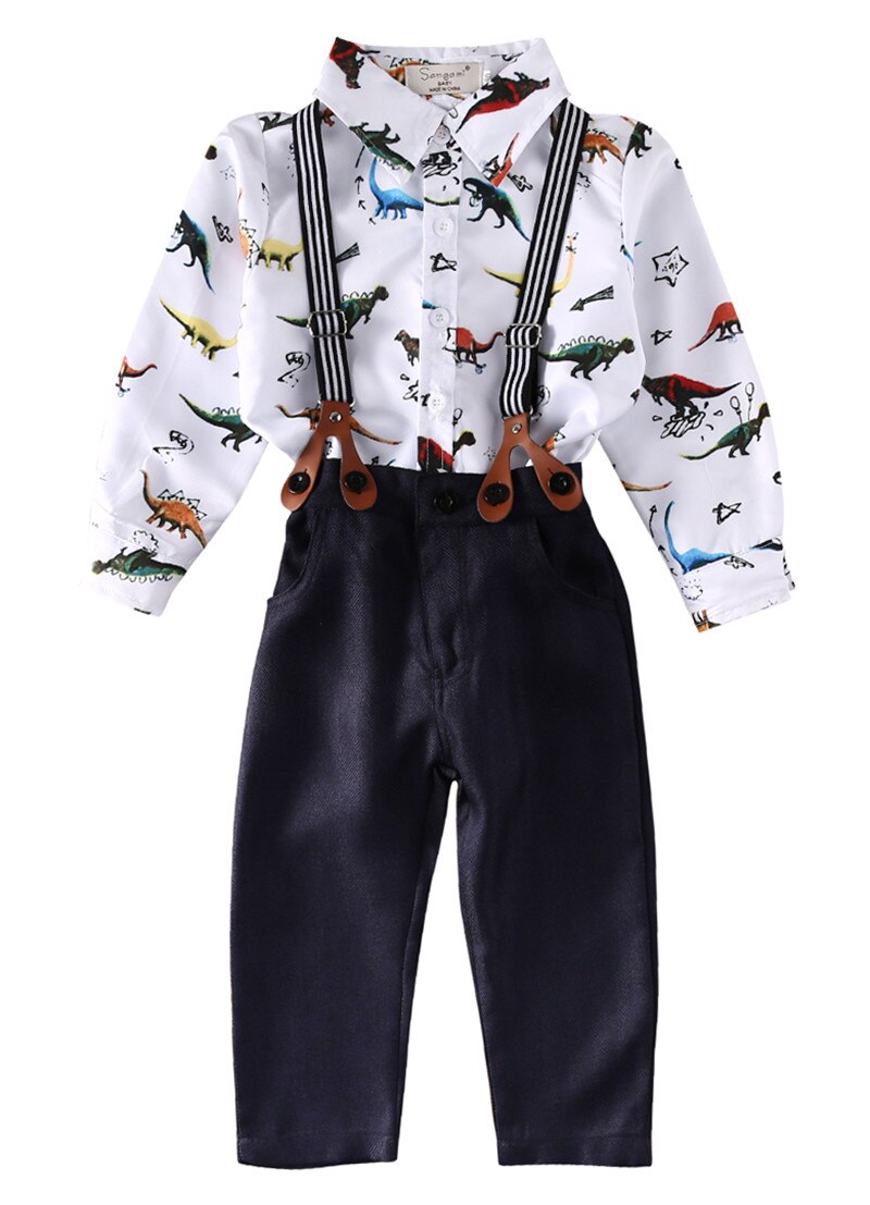 kids Baby set clothes 2PCS Kids Baby Boys Long Sleeve Shirt Tops+Braces+Pants Clothes Outfit Set 6M-3Y - ebowsos