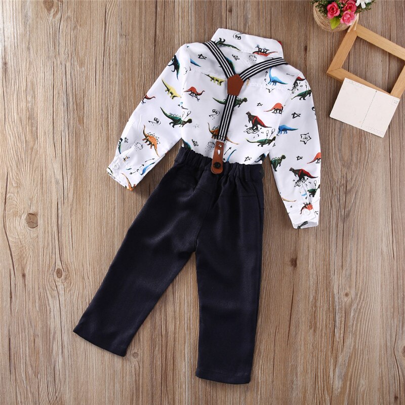 kids Baby set clothes 2PCS Kids Baby Boys Long Sleeve Shirt Tops+Braces+Pants Clothes Outfit Set 6M-3Y - ebowsos