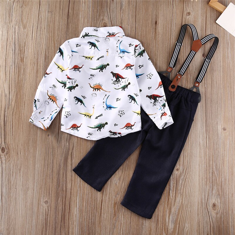 kids Baby set clothes 2PCS Kids Baby Boys Long Sleeve Shirt Tops+Braces+Pants Clothes Outfit Set 6M-3Y - ebowsos