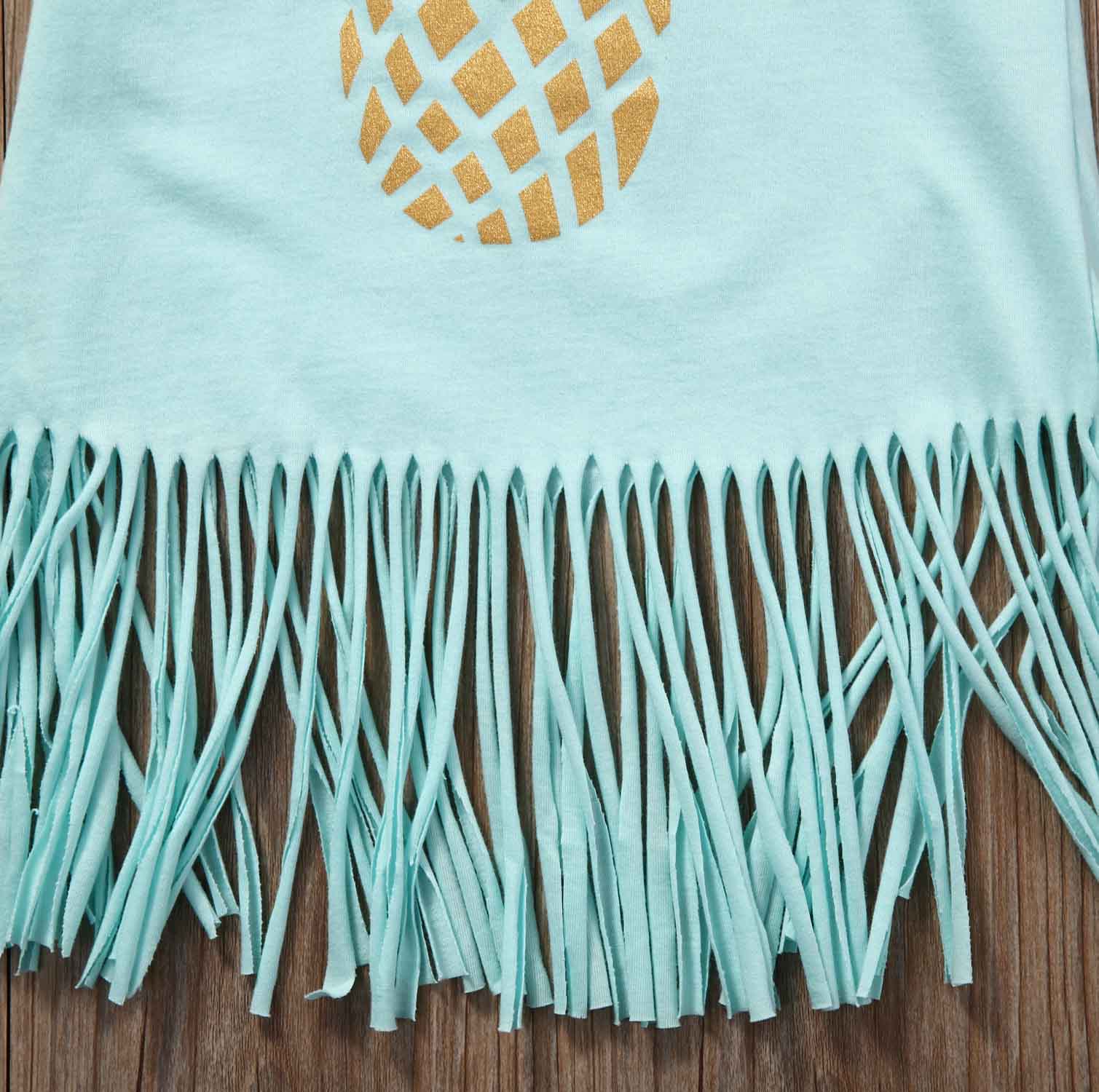 sky blue Toddler Infant Baby Kids Girls Tassel Dress Casual Crew Neck Dress 0-5 Years - ebowsos