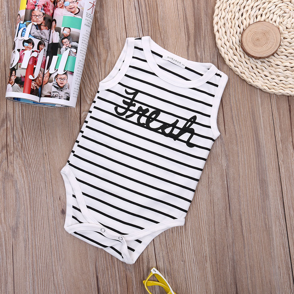 summer Striped Cotton children Jumpsuit Clothing Baby Boy Girls  Sunsuits  Bodysuit Playsuit Outfits - ebowsos